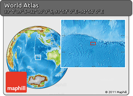 Physical Location Map of the Area around 32° 45' 51" S, 94° 25' 30" E