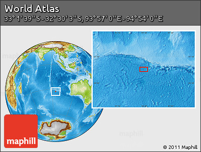Physical Location Map of the Area around 32° 45' 51" S, 94° 25' 30" E
