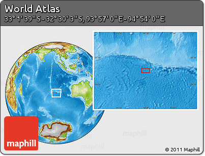 Physical Location Map of the Area around 32° 45' 51" S, 94° 25' 30" E