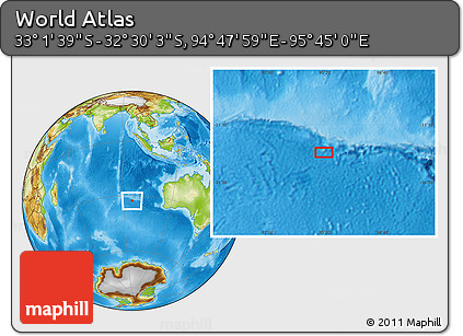 Physical Location Map of the Area around 32° 45' 51" S, 95° 16' 30" E
