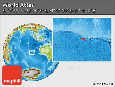 Physical Location Map of the Area around 32° 45' 51" S, 95° 16' 30" E