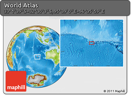 Physical Location Map of the Area around 32° 45' 51" S, 96° 7' 30" E