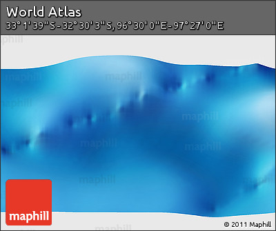 Shaded Relief 3D Map of the Area around 32° 45' 51" S, 96° 58' 29" E