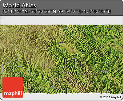 Satellite 3D Map of the Area around 33° 4' 42" N, 100° 22' 30" E