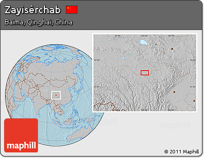 Gray Location Map of Zayisêrchab, hill shading