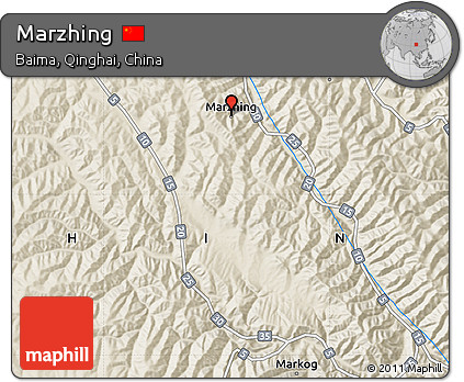 Shaded Relief Map of Marzhing