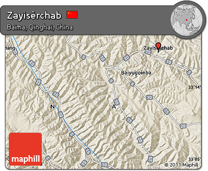 Shaded Relief Map of Zayisêrchab