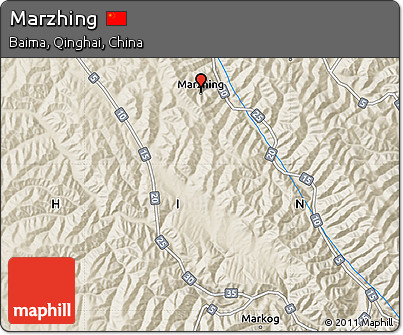 Shaded Relief Map of Marzhing
