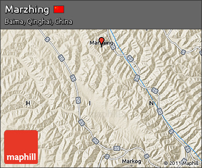 Shaded Relief Map of Marzhing
