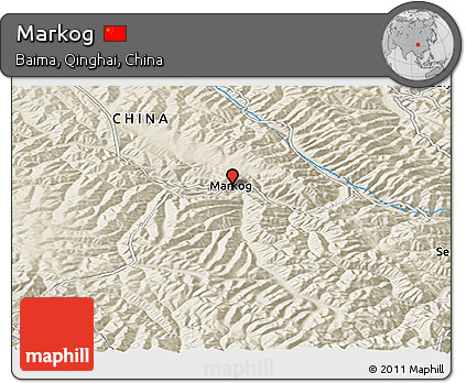 Shaded Relief Panoramic Map of Markog