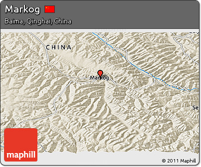 Shaded Relief Panoramic Map of Markog