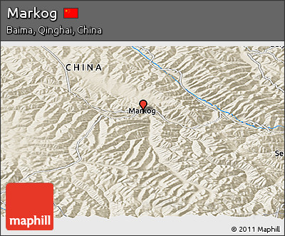 Shaded Relief Panoramic Map of Markog