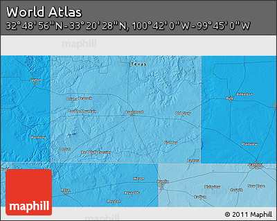 Political 3D Map of the Area around 33° 4' 42" N, 100° 13' 29" W