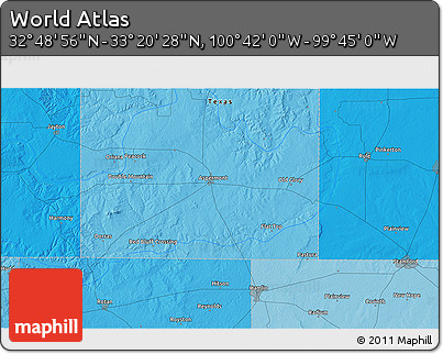 Political 3D Map of the Area around 33° 4' 42" N, 100° 13' 29" W