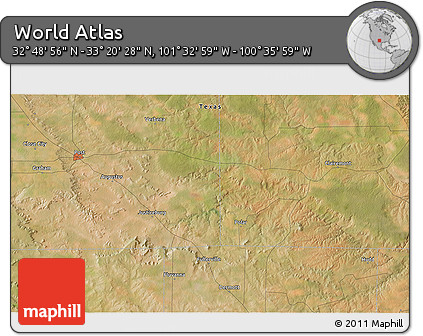 Satellite 3D Map of the Area around 33° 4' 42" N, 101° 4' 29" W