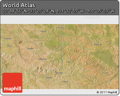 Satellite 3D Map of the Area around 33° 4' 42" N, 101° 4' 29" W
