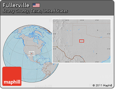 Gray Location Map of Fullerville, hill shading
