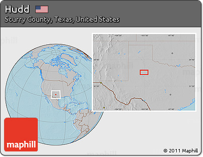 Gray Location Map of Hudd, hill shading