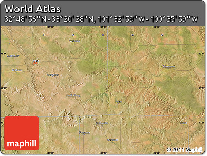 Satellite Map of the Area around 33° 4' 42" N, 101° 4' 29" W