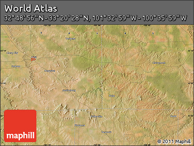 Satellite Map of the Area around 33° 4' 42" N, 101° 4' 29" W