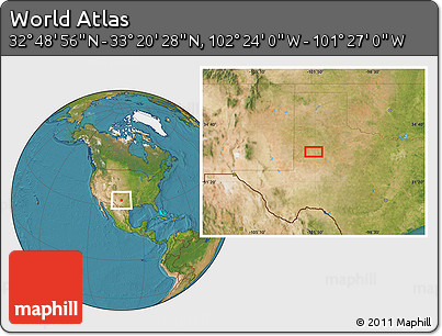 Satellite Location Map of the Area around 33° 4' 42" N, 101° 55' 30" W