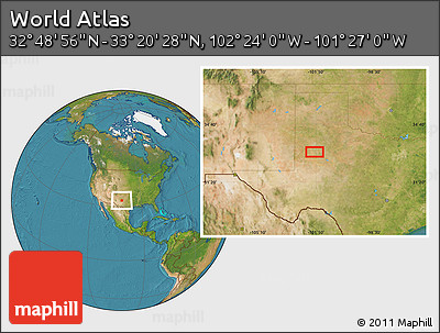 Satellite Location Map of the Area around 33° 4' 42" N, 101° 55' 30" W