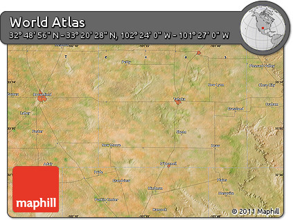 Satellite Map of the Area around 33° 4' 42" N, 101° 55' 30" W