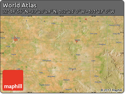 Satellite Map of the Area around 33° 4' 42" N, 101° 55' 30" W