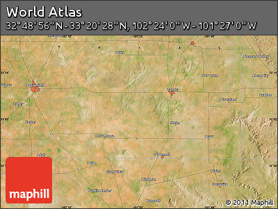Satellite Map of the Area around 33° 4' 42" N, 101° 55' 30" W