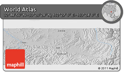 Physical Panoramic Map of the Area around 33° 4' 42" N, 102° 55' 30" E