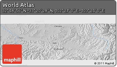 Physical Panoramic Map of the Area around 33° 4' 42" N, 102° 55' 30" E