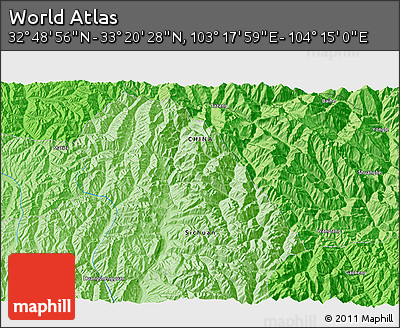 Political 3D Map of the Area around 33° 4' 42" N, 103° 46' 30" E