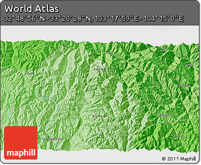 Political 3D Map of the Area around 33° 4' 42" N, 103° 46' 30" E