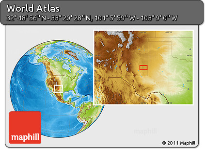 Physical Location Map of the Area around 33° 4' 42" N, 103° 37' 30" W
