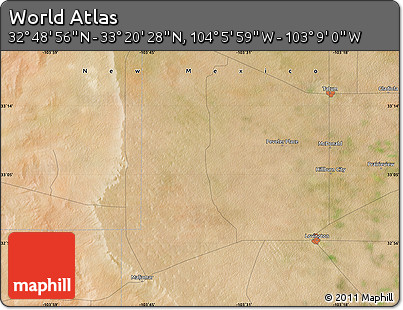Satellite Map of the Area around 33° 4' 42" N, 103° 37' 30" W