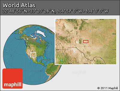 Satellite Location Map of the Area around 33° 4' 42" N, 104° 28' 29" W