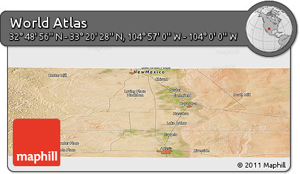 Satellite Panoramic Map of the Area around 33° 4' 42" N, 104° 28' 29" W