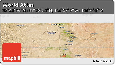 Satellite Panoramic Map of the Area around 33° 4' 42" N, 104° 28' 29" W