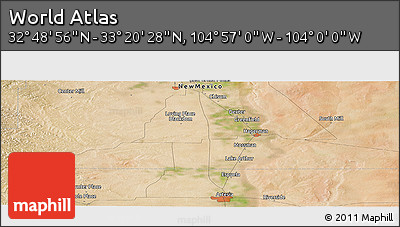 Satellite Panoramic Map of the Area around 33° 4' 42" N, 104° 28' 29" W