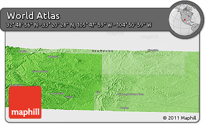 Political Panoramic Map of the Area around 33° 4' 42" N, 105° 19' 29" W