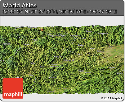 Satellite 3D Map of the Area around 33° 4' 42" N, 106° 19' 29" E