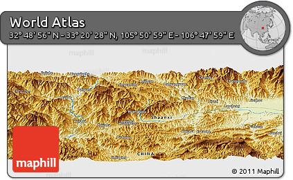 Physical Panoramic Map of the Area around 33° 4' 42" N, 106° 19' 29" E