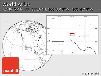 Blank Location Map of the Area around 33° 4' 42" N, 106° 10' 30" W