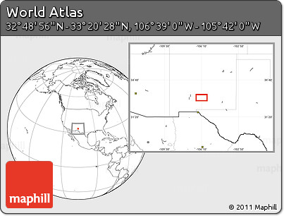 Blank Location Map of the Area around 33° 4' 42" N, 106° 10' 30" W