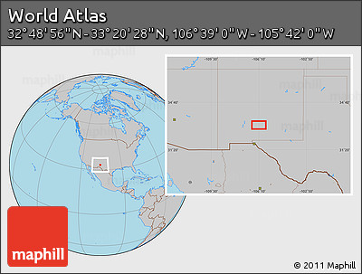 Gray Location Map of the Area around 33° 4' 42" N, 106° 10' 30" W
