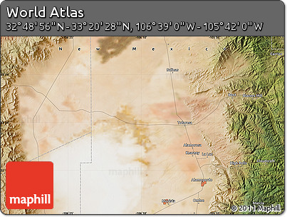 Satellite Map of the Area around 33° 4' 42" N, 106° 10' 30" W