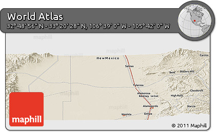 Shaded Relief Panoramic Map of the Area around 33° 4' 42" N, 106° 10' 30" W