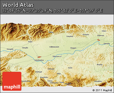 Physical 3D Map of the Area around 33° 4' 42" N, 107° 10' 30" E