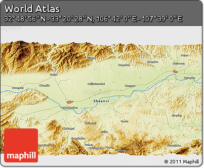 Physical 3D Map of the Area around 33° 4' 42" N, 107° 10' 30" E