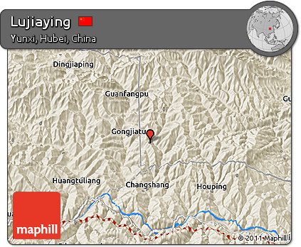 Shaded Relief 3D Map of Lujiaying
